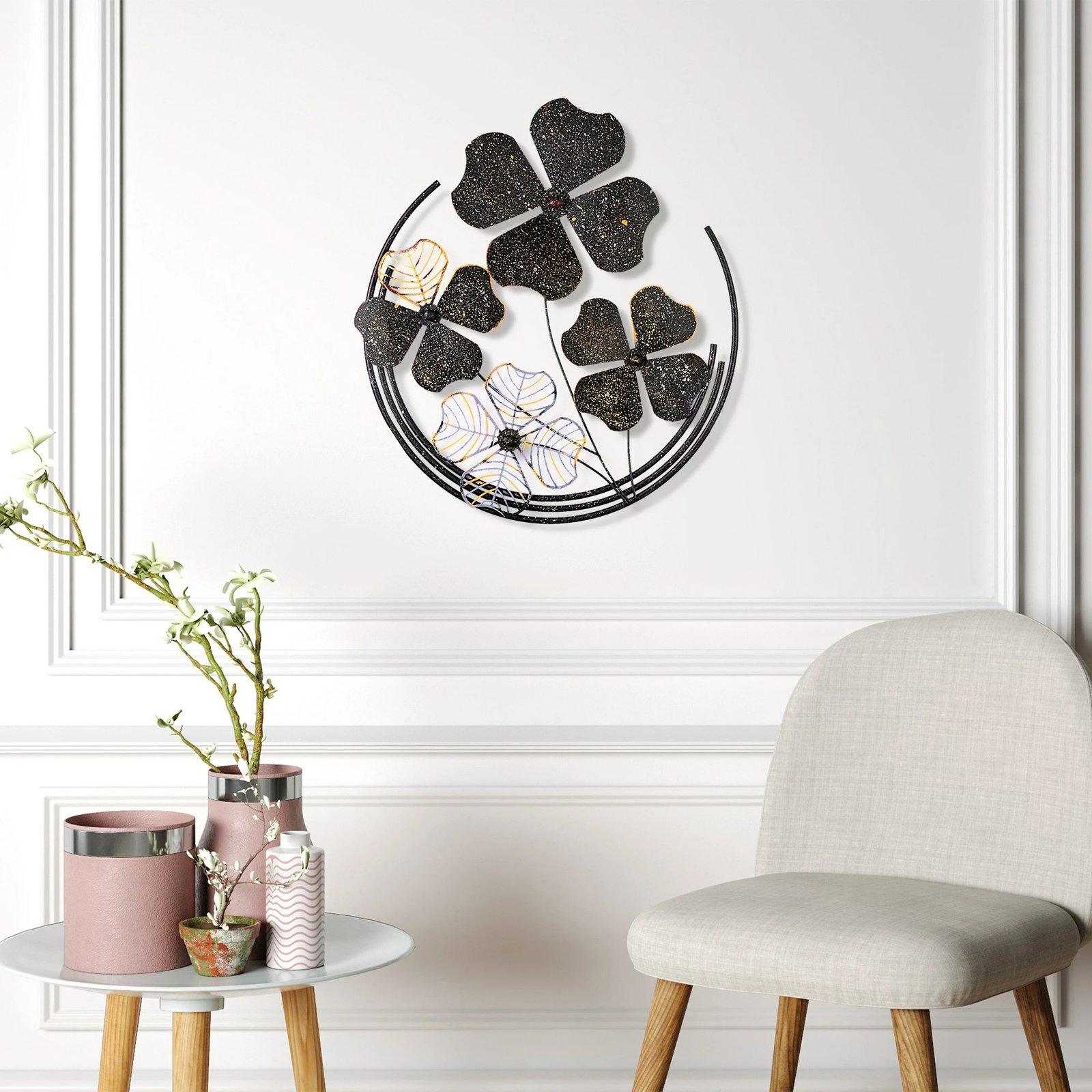 Aksesor dekorativ metalik për mur Wallity, Shihezi 3, shumëngjyrësh, 50x50x4cm