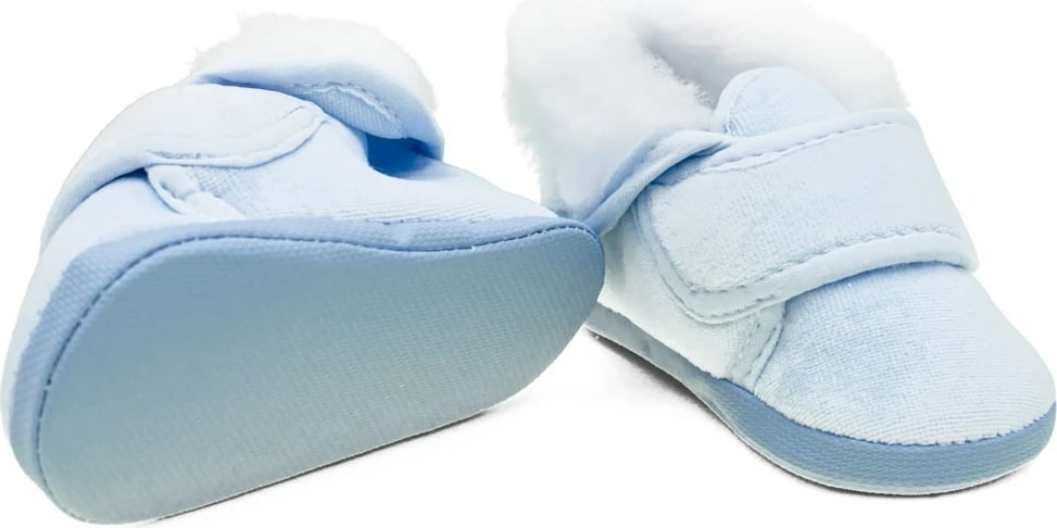papuçe dimri bebe, New Baby, 0-3 muaj, shtresë fleece, mbyllje me shul, blu