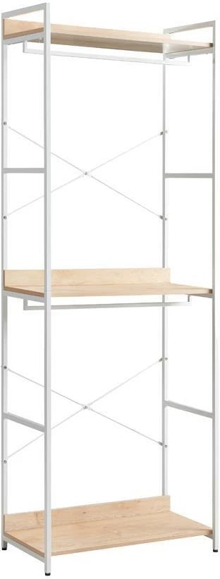 Raft 3-katësh LANDMEGA Nextdeco, H200x60x40cm, Bardhë dhe lisi