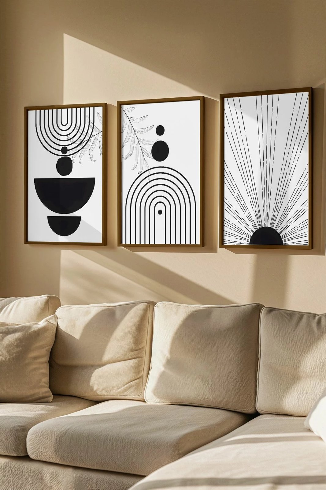 Set pikturash dekorative me kornizë, 3 copë, Wallity, Artvmodel15-Kahve