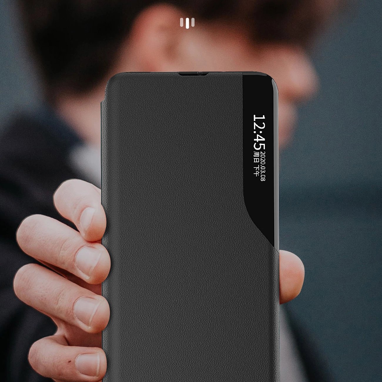 Mbështjellës Hurtel Eco Leather View Case për Xiaomi Redmi Note 12 Pro / Poco X5 Pro 5G, me qëndrim, i zi