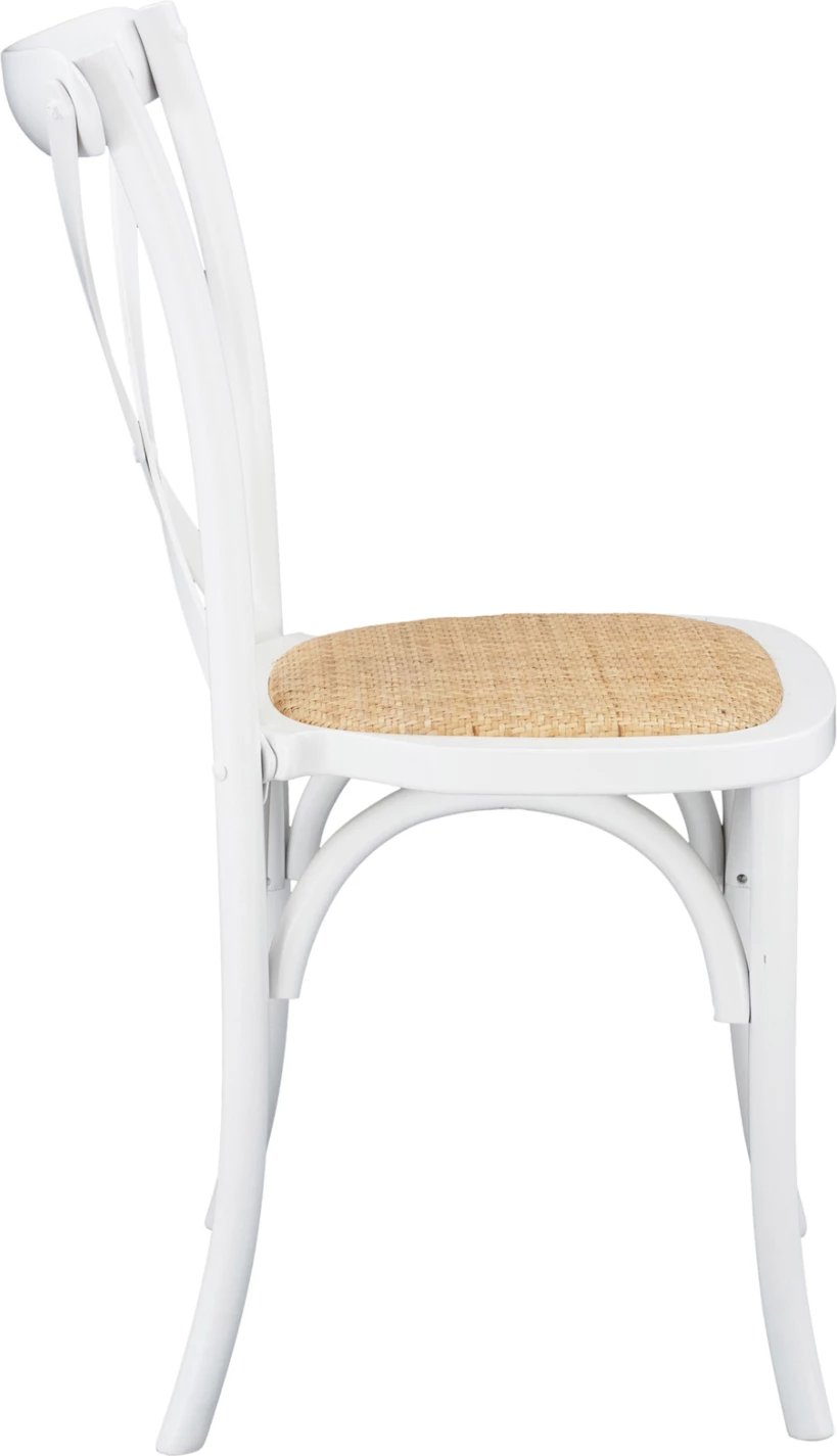 Karrige druri Owen e grumbullueshme nga druri i ahut, ngjyrë e bardhë, me shpinë të kryqëzuar, FH8575.14, 48x53x90 cm