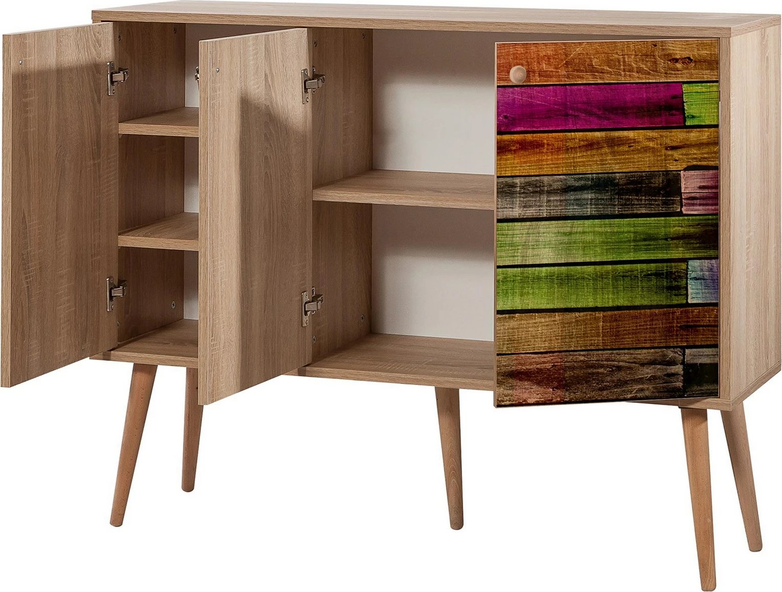 Konsolë Hanah Home, Mega - 726, ngjyrë lisi Sonoma, model me shirita