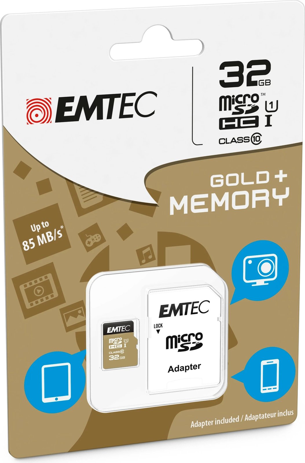 Kartelë memorie EMTEC m32GB UHS-I U1 EliteGold me adapter, e zezë/artë