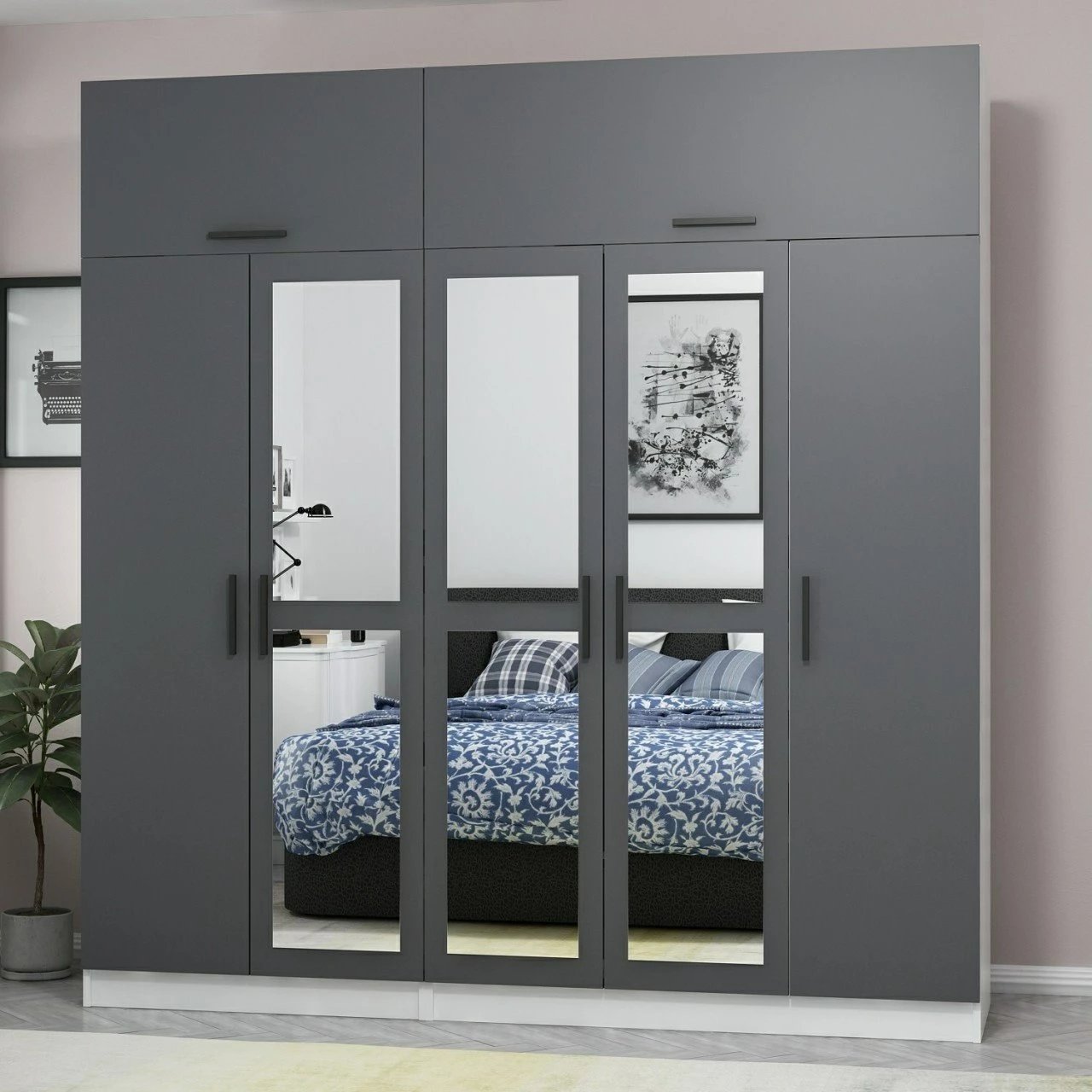 Dollap për dhomë gjumi, ngjyrë antracit, Skye Decor, 5249