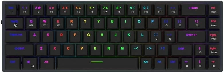 Tastierë mekanike Aqirys Agena, 65%, 68 taste, RGB, wireless & me kabllo, e zezë