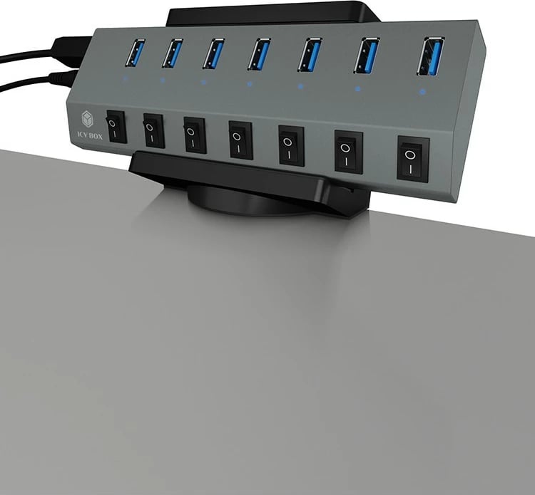 Mbajtës pasiv ICY BOX IB-MSA106-HH, USB hub, kapëse tavoline, e zezë