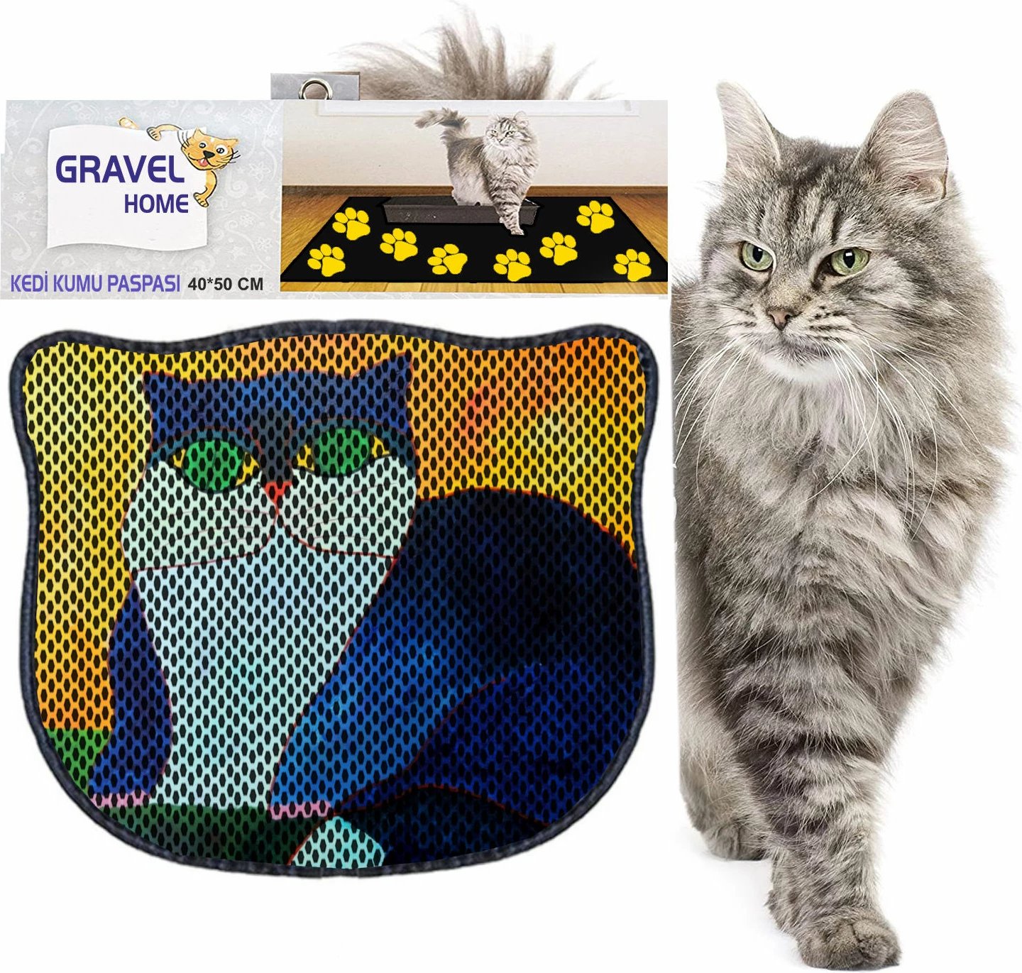 Tapet për rërë maceje, shumëngjyrësh, Paws & Whiskers, Kdkafa0113, 40x50cm