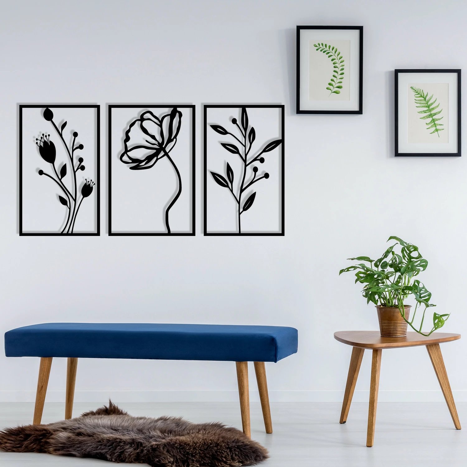 Aksesor dekorativ metalik për mur, lule, Wallity