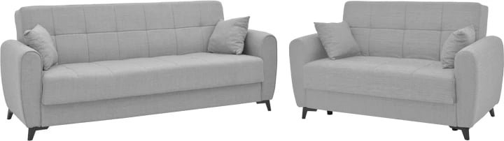 Set salloni 2 pjesë Lincoln, stof ngjyrë hiri e çelët