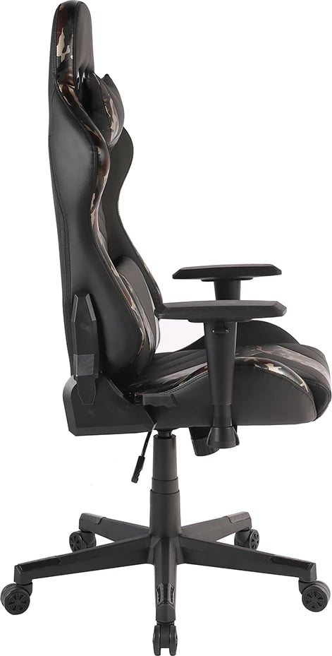 Karrige gaming për zyre, e zezë me dizajn, 50x74x137