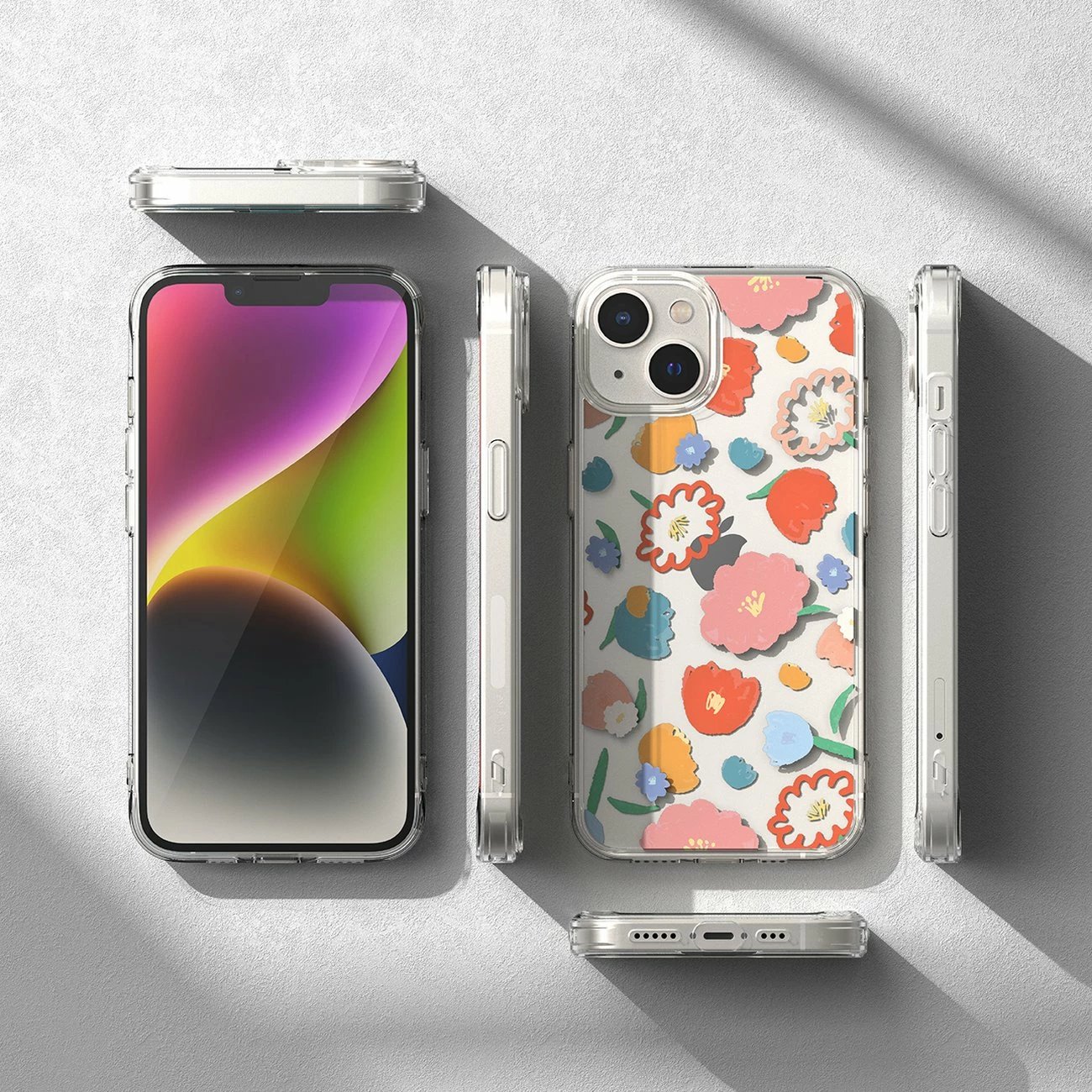 Mbështjellës Ringke Fusion Design për iPhone 14 Plus, transparent me lule