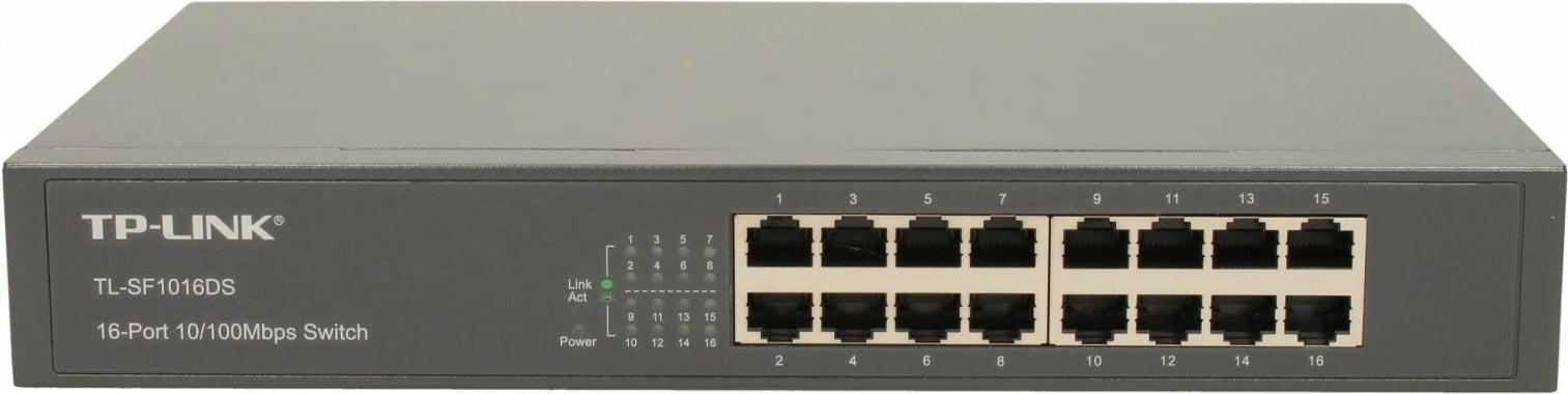 Switch TP-LINK TL-SF1016DS, 16 porta, FastEthernet, Kasë metalike, Gri