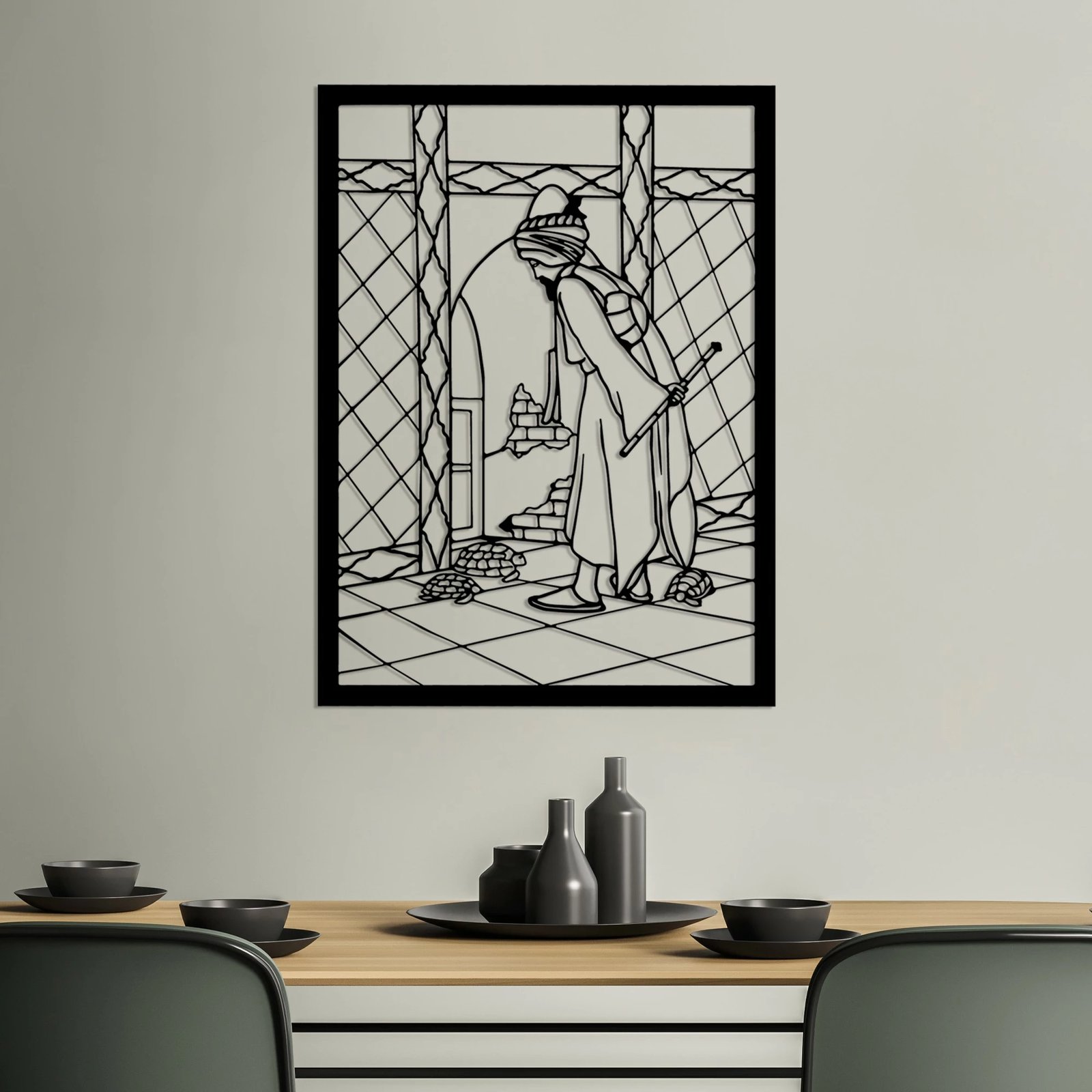 Aksesor dekorativ metalik për mur, Wallity, Osmanhamdı, ngjyrë e zezë, 41x56cm