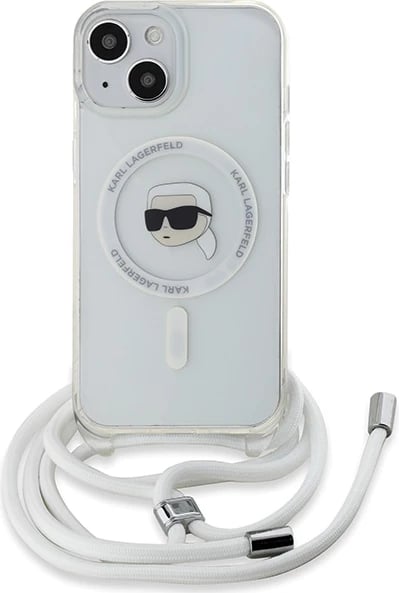 Mbështjellës Karl Lagerfeld Crossbody IML Karl Head MagSafe për iPhone 15/14/13, Transparent