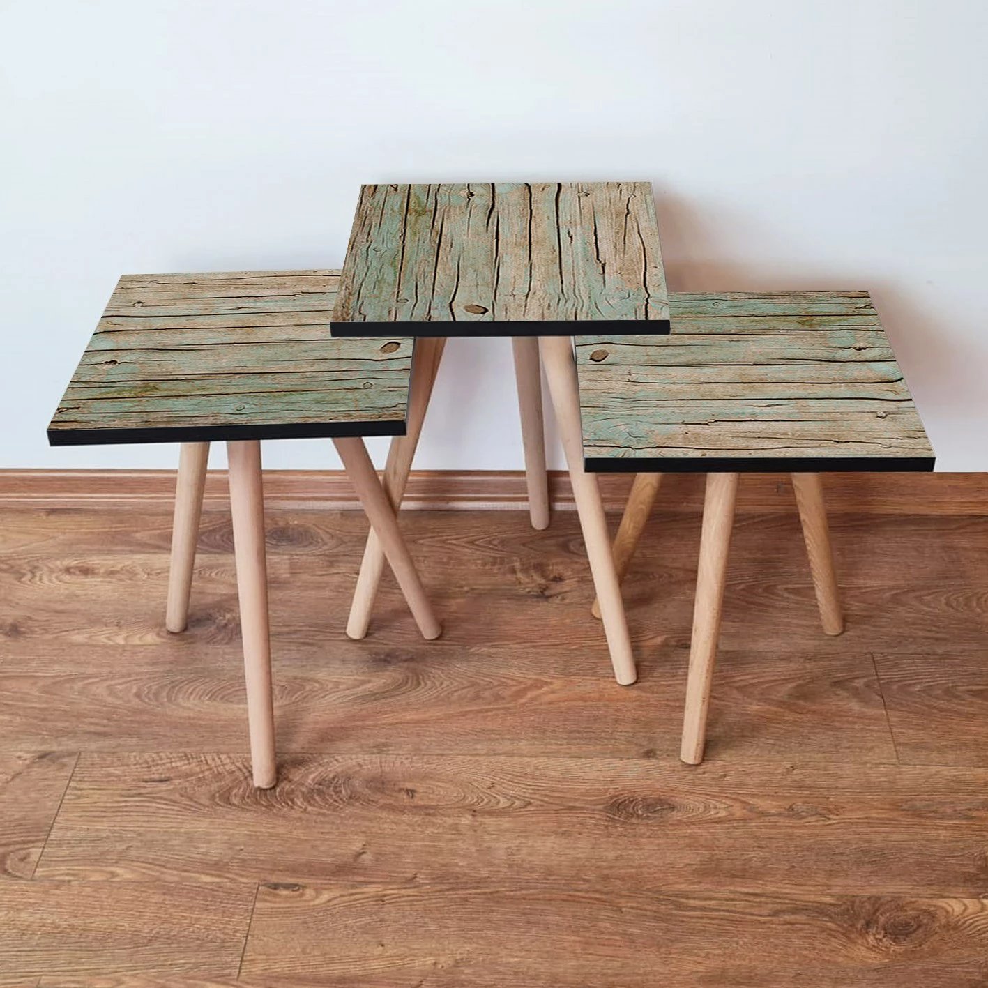 Set tavolinash të vendosshme (3 copë), Skye Decor, 3Shp125, ngjyrë e gjelbër