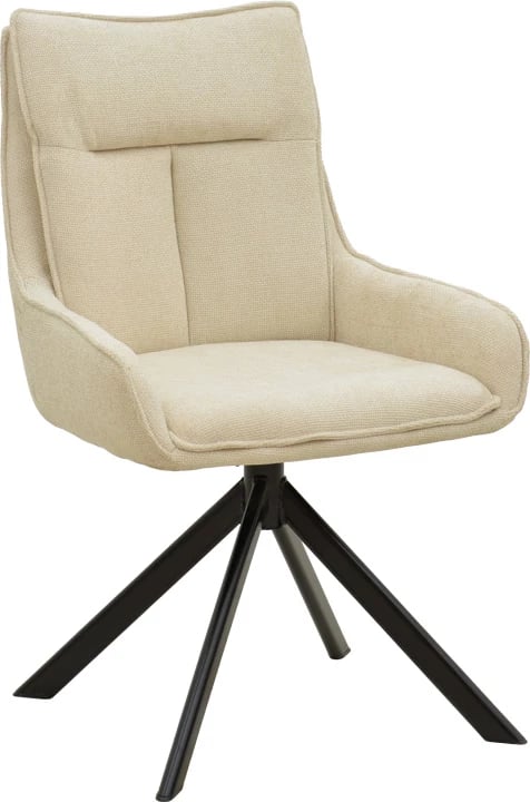 Karrige rrotulluese Konelian, material stof bezhë, këmbë metalike të zeza, 54x63x88cm (2 copë)