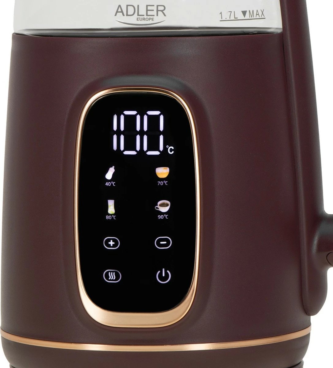 Ibrik elektrik Adler AD 1305, 1.7L, rregullim temperature, LED, Burgundy