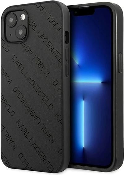 Mbështjellës Karl Lagerfeld KLHCP13SPTLK për iPhone 13 mini, hardcase, Perforated Allover, i zi