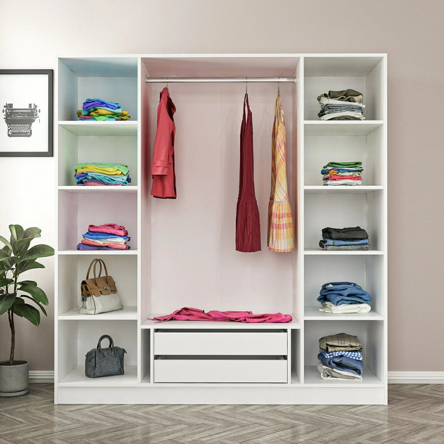 Dollap Skye Decor, Kale Mebran, 8421, i bardhë, 180x210x52cm