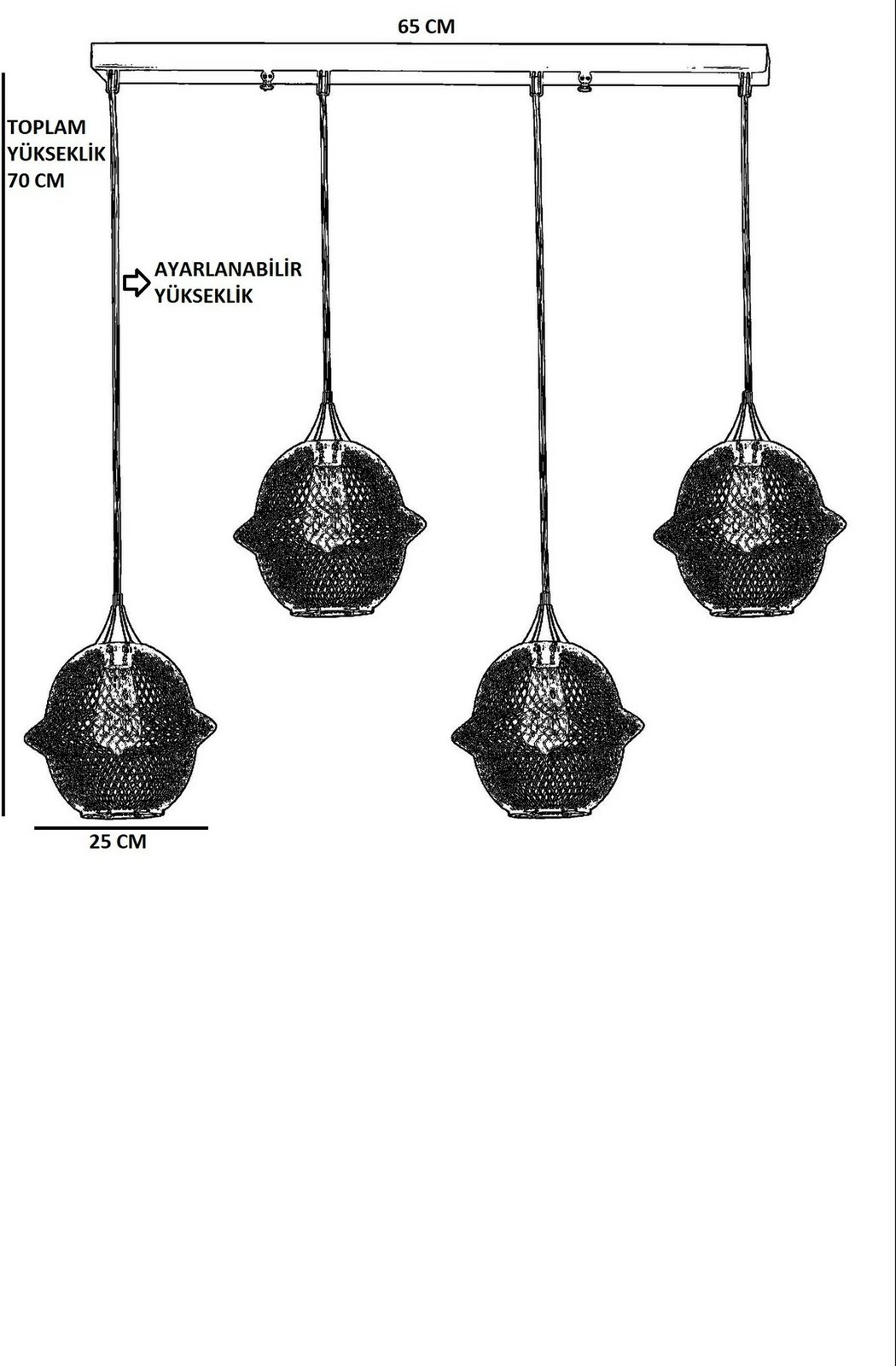 Llambë tavani Opviq Merkür, 4 llampa, e zezë, varëse