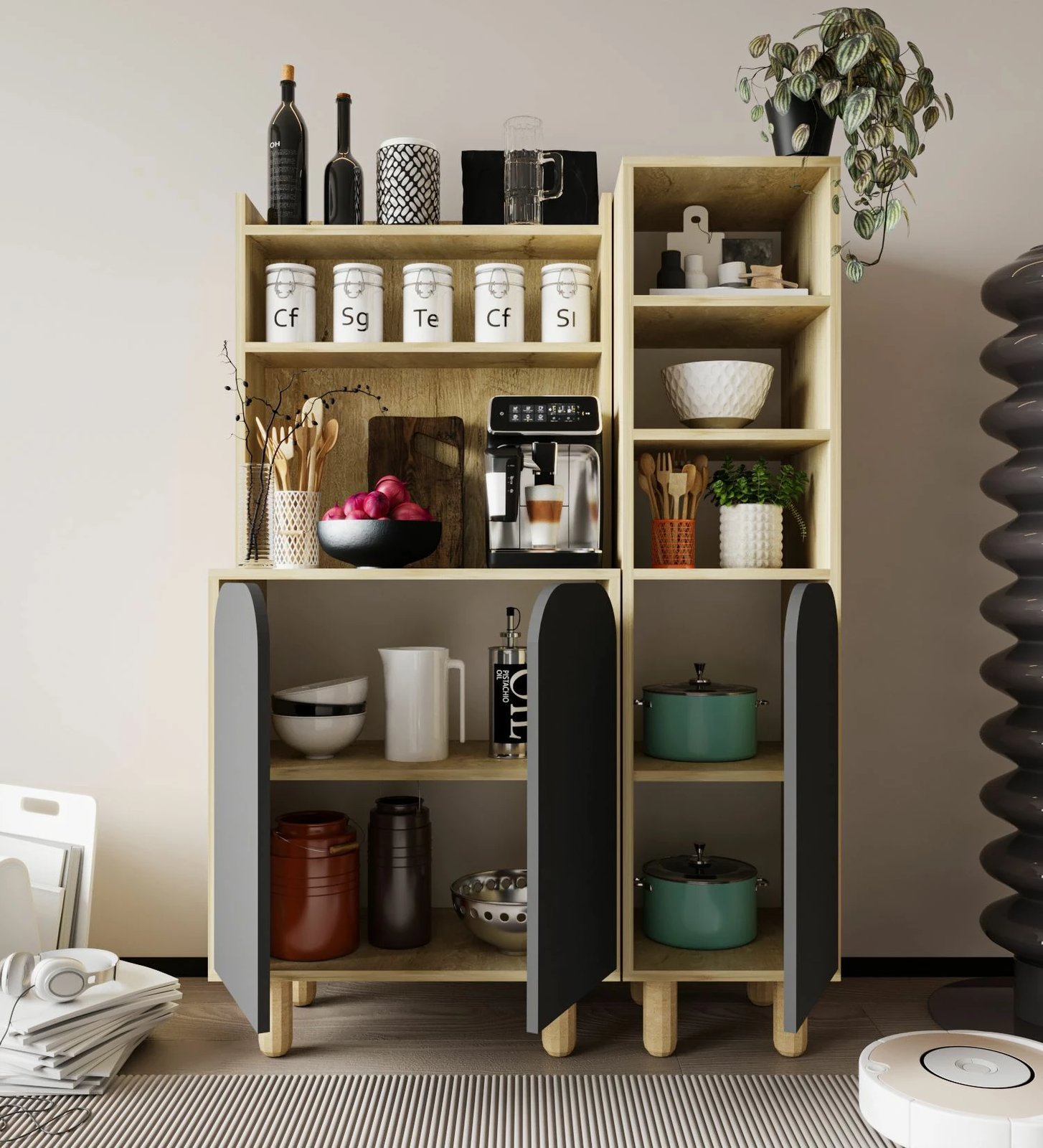 Dollap multifunksional Skye Decor, Parma 3, ngjyrë lis safir, antracit