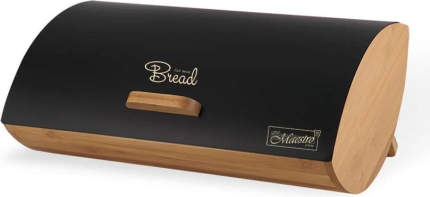 Kuti buke Feel-Maestro MR-1775-BLACK, bambu dhe çelik inox, e zezë