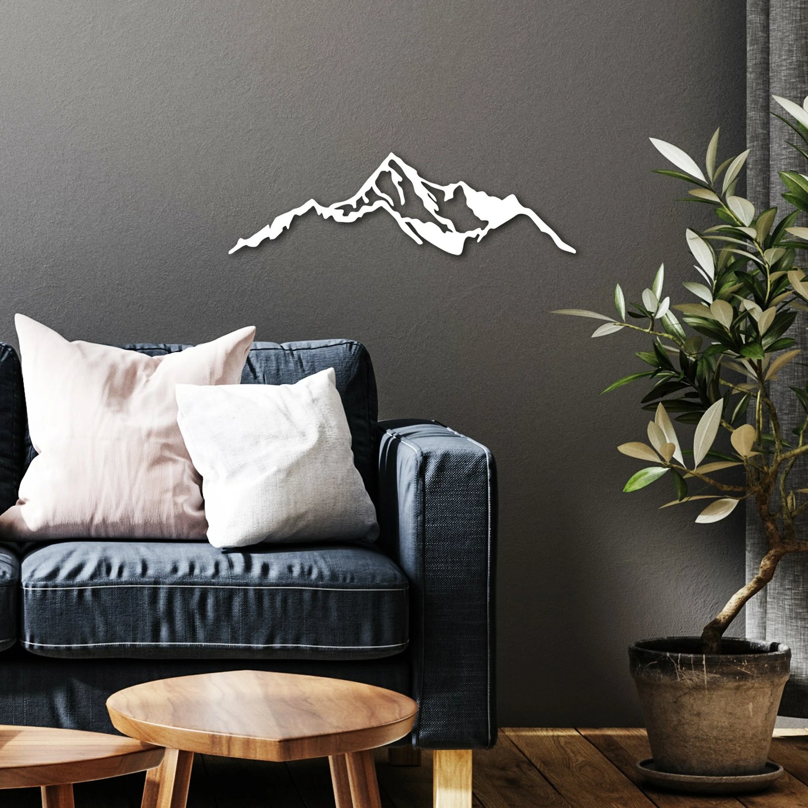 Aksesor dekorativ metalik për mur, mal, Wallity, i bardhë, 67x20cm