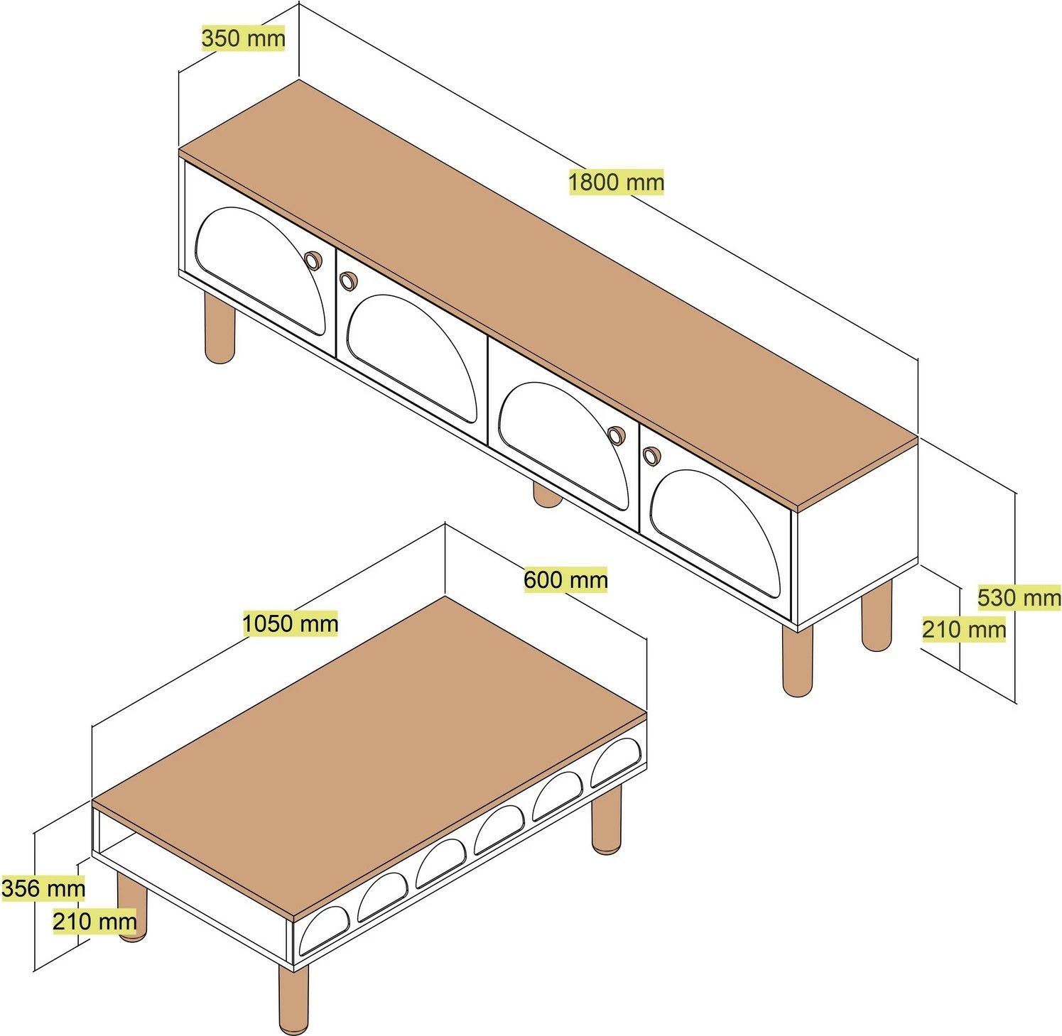 Set mobiljesh për dhomë dite, Skye Decor, Bohem 854, e bardhë