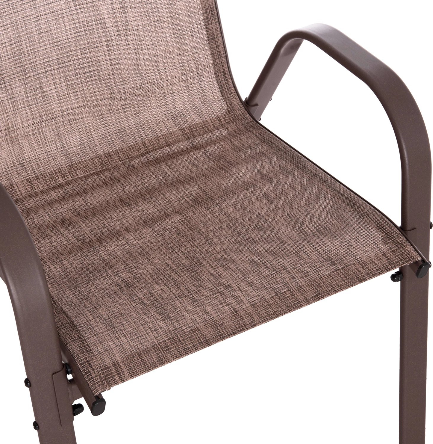 Karrige për jashtë LEON, kornizë metali ngjyrë kafe & tekstilene-4 copë, 55x70x91Hcm., set prej 4 copësh