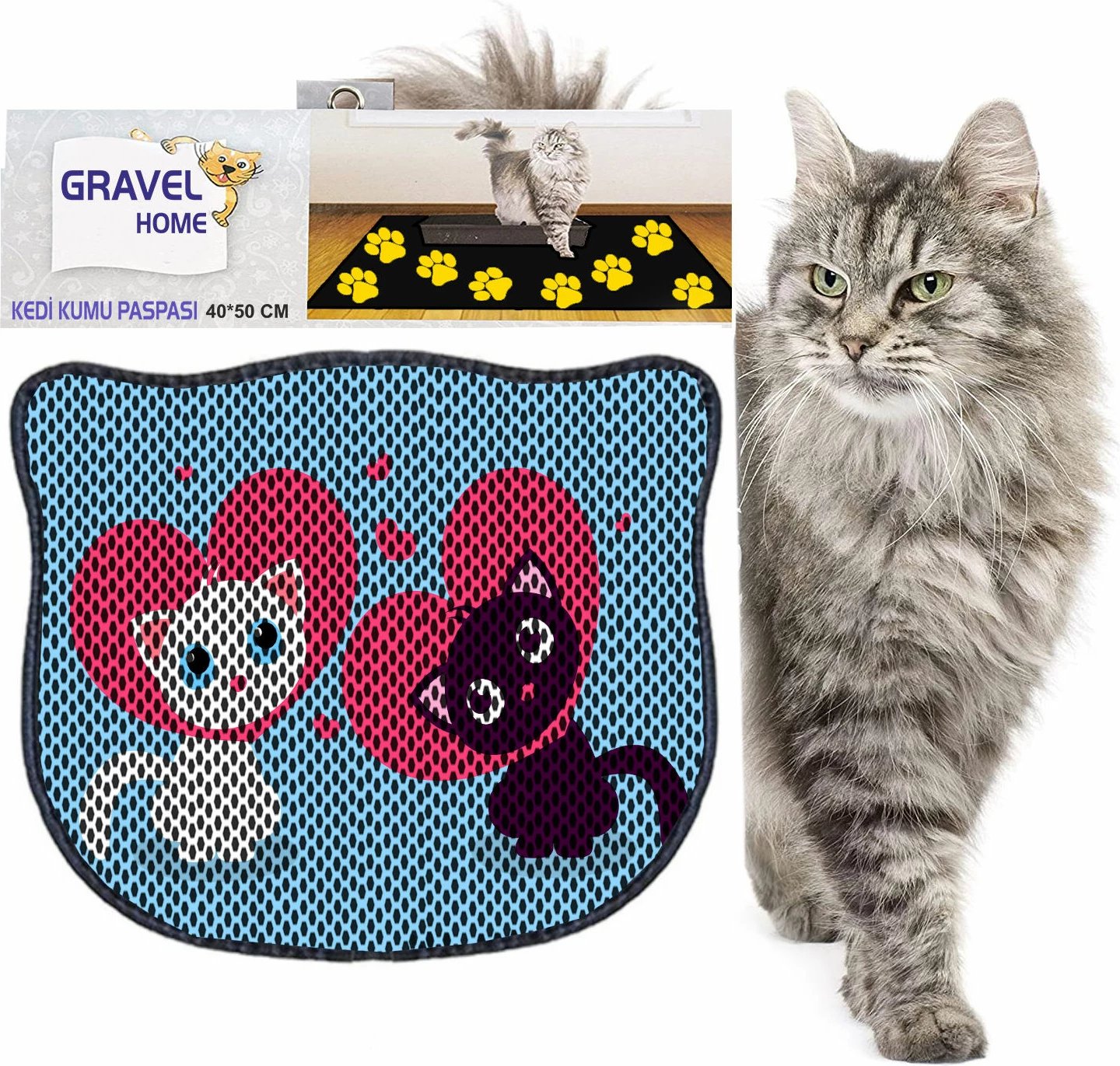 Tapet për rërë maceje, Paws & Whiskers, Kdkafa0017, shumëngjyrësh, 40x50cm