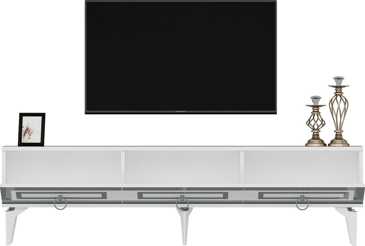 Komodë TV Hanah Home, Karya, e bardhë dhe argjend