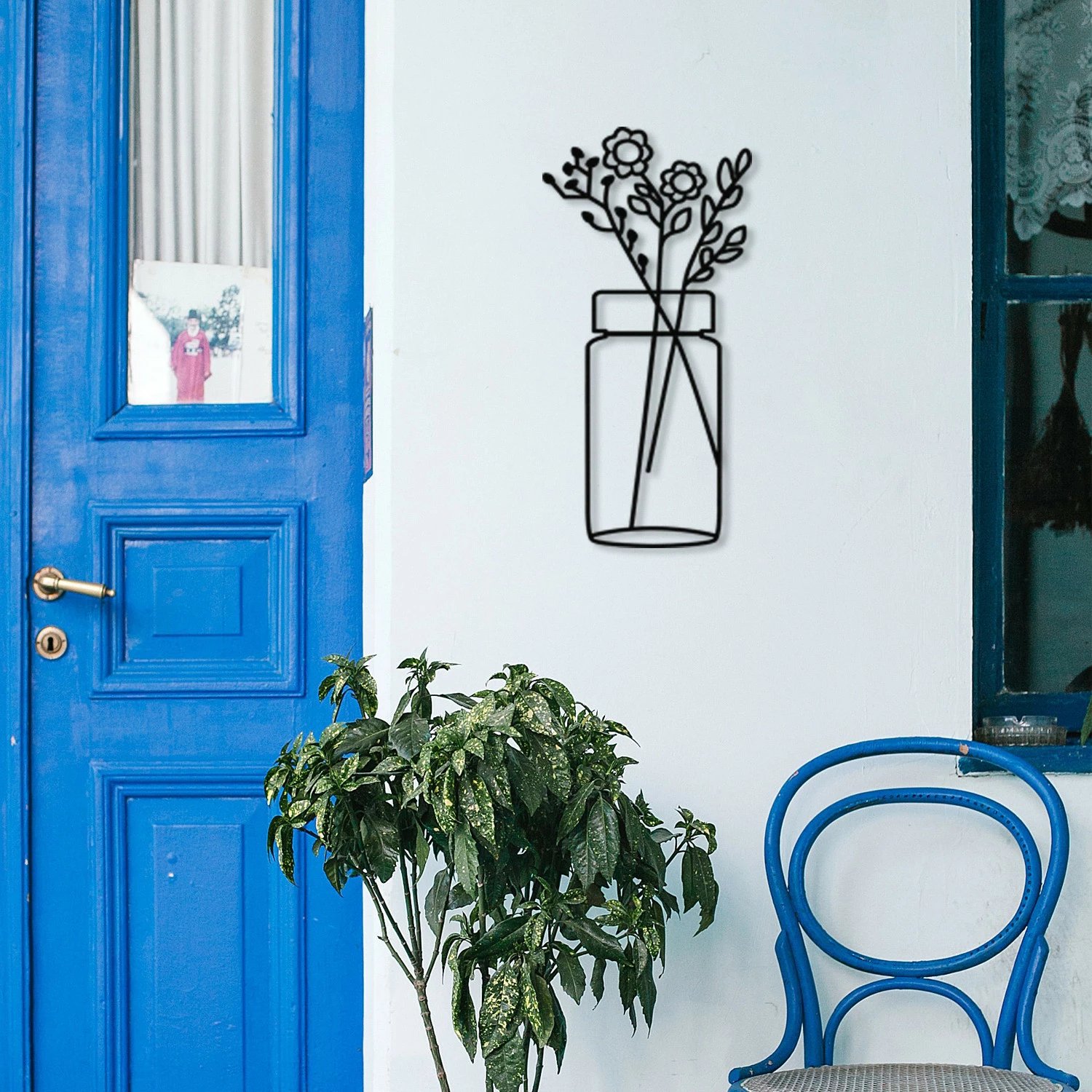 Aksesor dekorativ metalik për mur, lule, Wallity, dekor metalik për mur