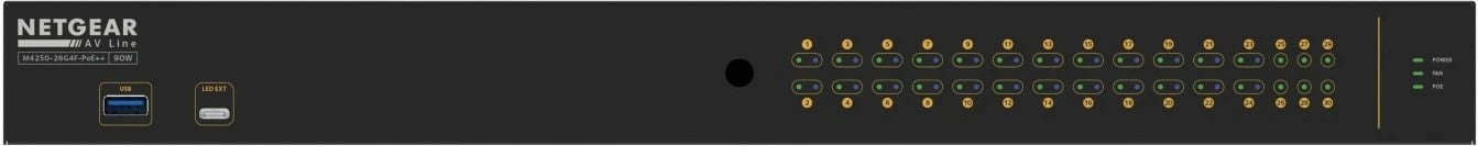 Switch Netgear M4250-26G4F-POE++ GSM4230UP-100EUS, 24x1GbE PoE++ (1440 W), 2x1GbE, 4xSFP, i zi