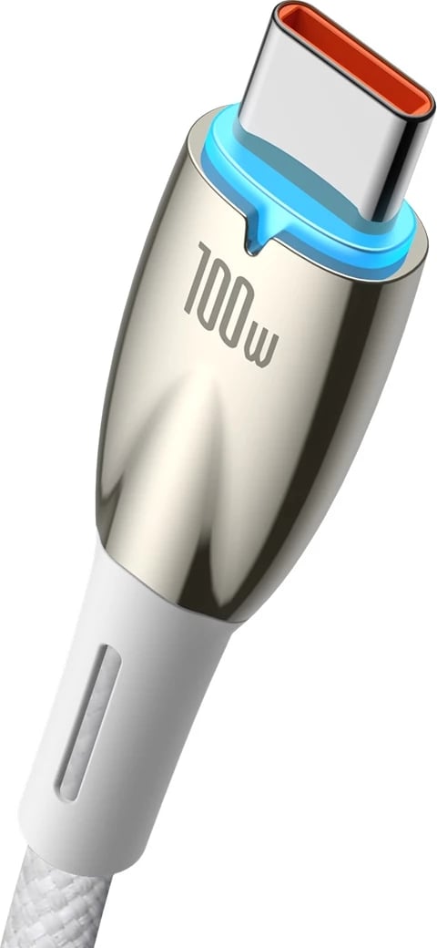Kabllo karikimi dhe të dhënash Baseus Glimmer Series, USB-A në USB-C, 1m, 100W, Bardhë