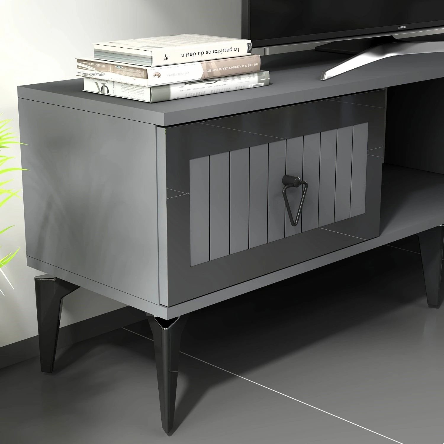 Komodë TV Skye Decor, Linda, anthracite, silver