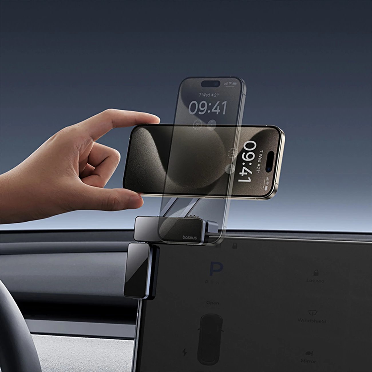 Mbajtës magnetik për celular Baseus MaxView, për ekran makine, MagSafe, Gri Mbajtës magnetik për celular Baseus MaxView, për ekran makine, MagSafe, Gri
