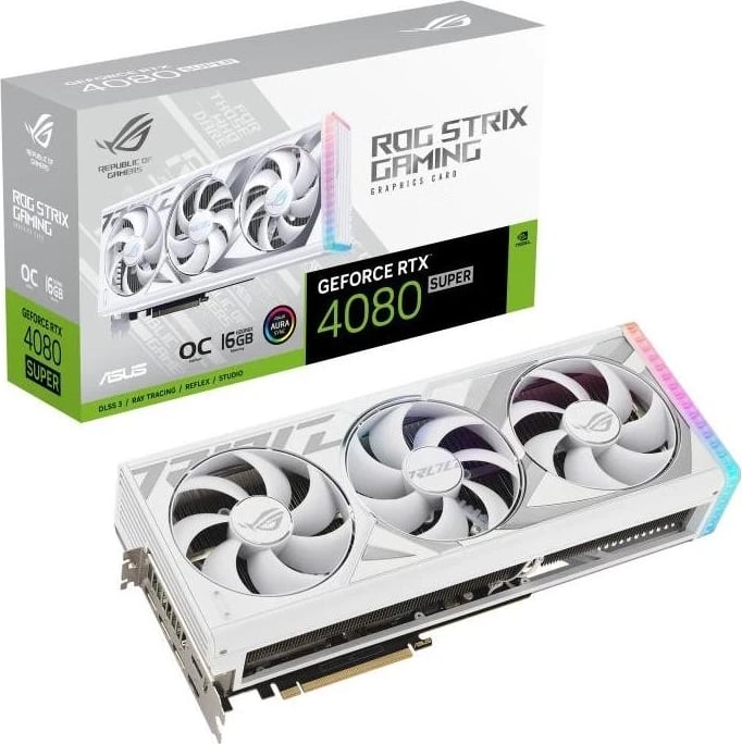 Kartelë grafike ASUS GeForce RTX 4080 SUPER ROG STRIX OC WHITE 16GB DLSS 3 Kartelë grafike ASUS GeForce RTX 4080 SUPER ROG STRIX OC WHITE 16GB DLSS 3