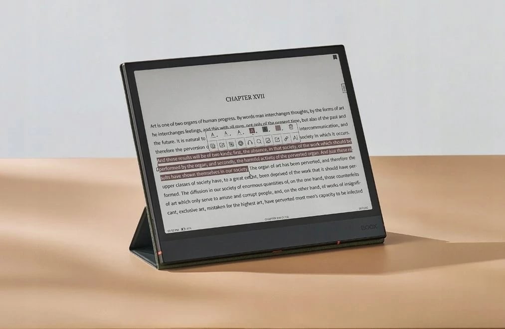 Mbështjellës Onyx Boox Note Air 4 C, lëkurë organike, Gri e errët
