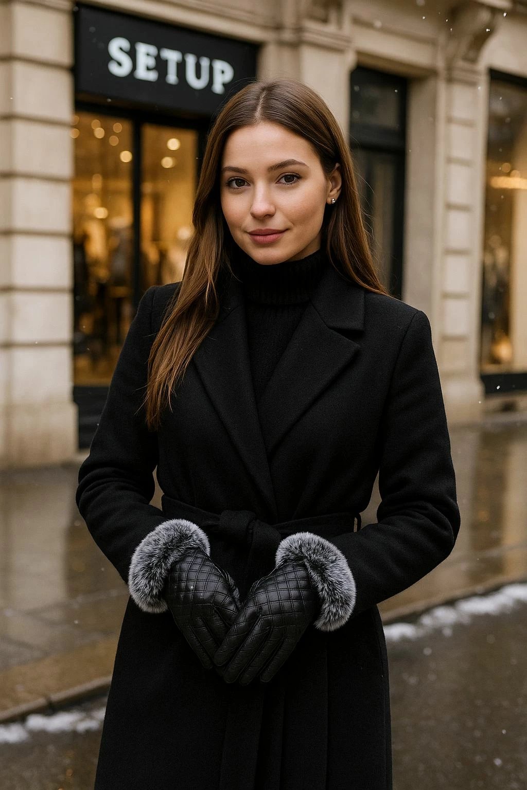 Doreza për gra, lëkurë PU, të zeza, Jumeon Eld12