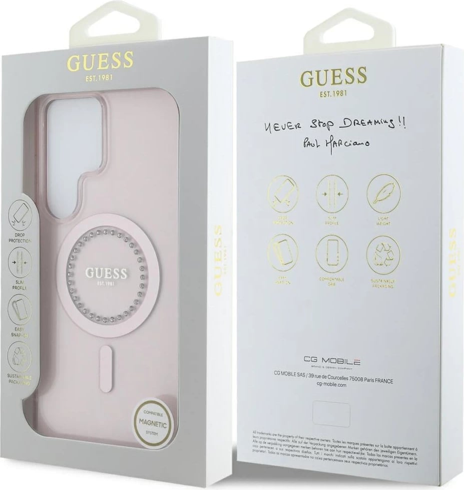 Mbështjellës Guess për Samsung Galaxy S25 Ultra, MagSafe, Rozë