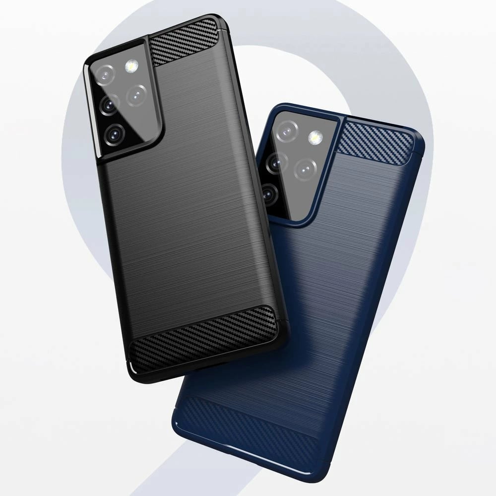 Mbështjellës Hurtel Carbon Case për Samsung Galaxy S21 Ultra 5G, TPU, Blu