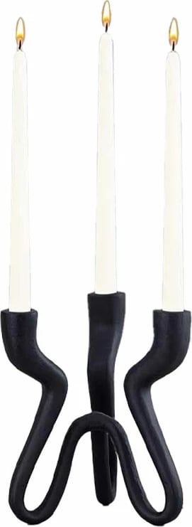 Mbajtës qirinjsh TREPPIEDE, alumin i zi, 18x16x20cm