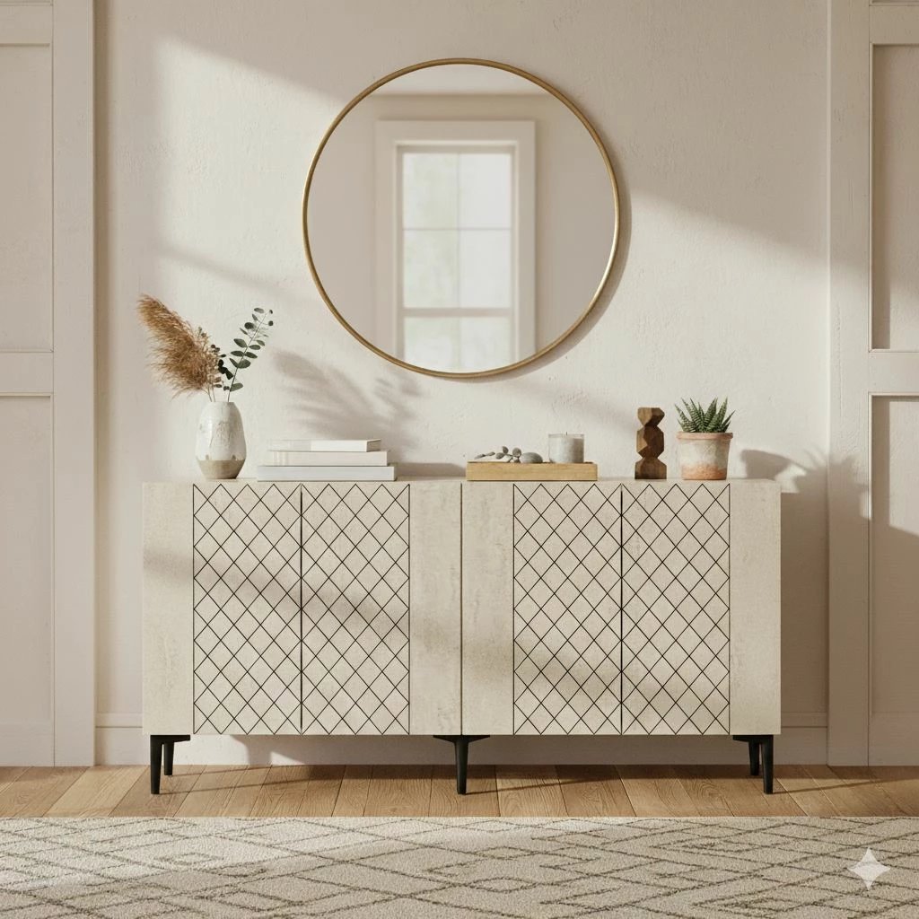 Konsol Skye Decor, Resso 150, e bardhë, travertin