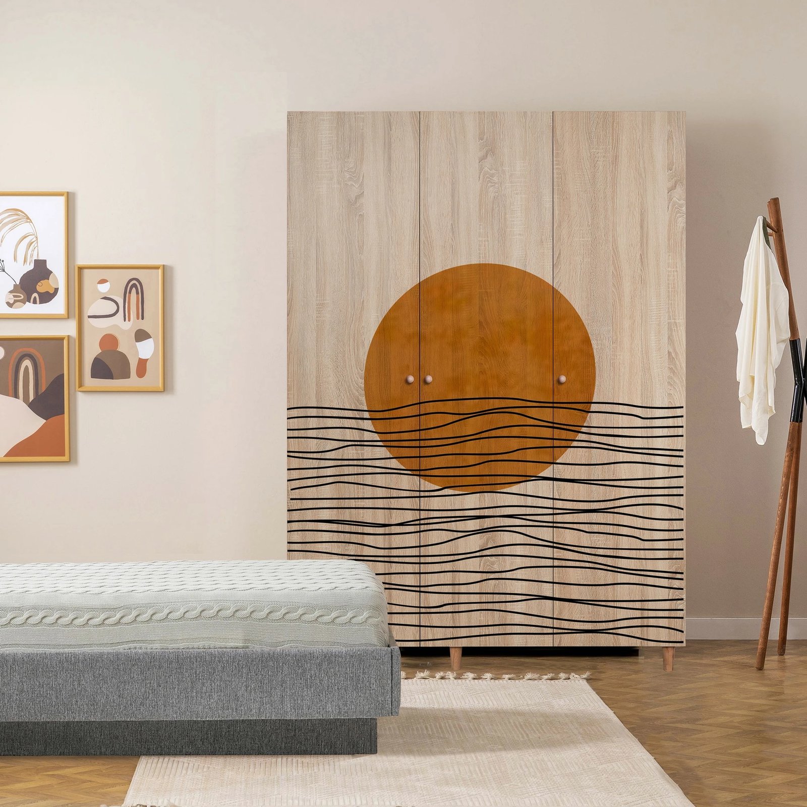 Dollap Lena 3, ngjyrë sonomo, Skye Decor, 135x192x52cm