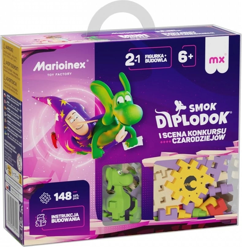 Set ndërtimi Marioinex Mini Waffle Diplodocus dhe Skena, 148 elemente, shumëngjyrëshe