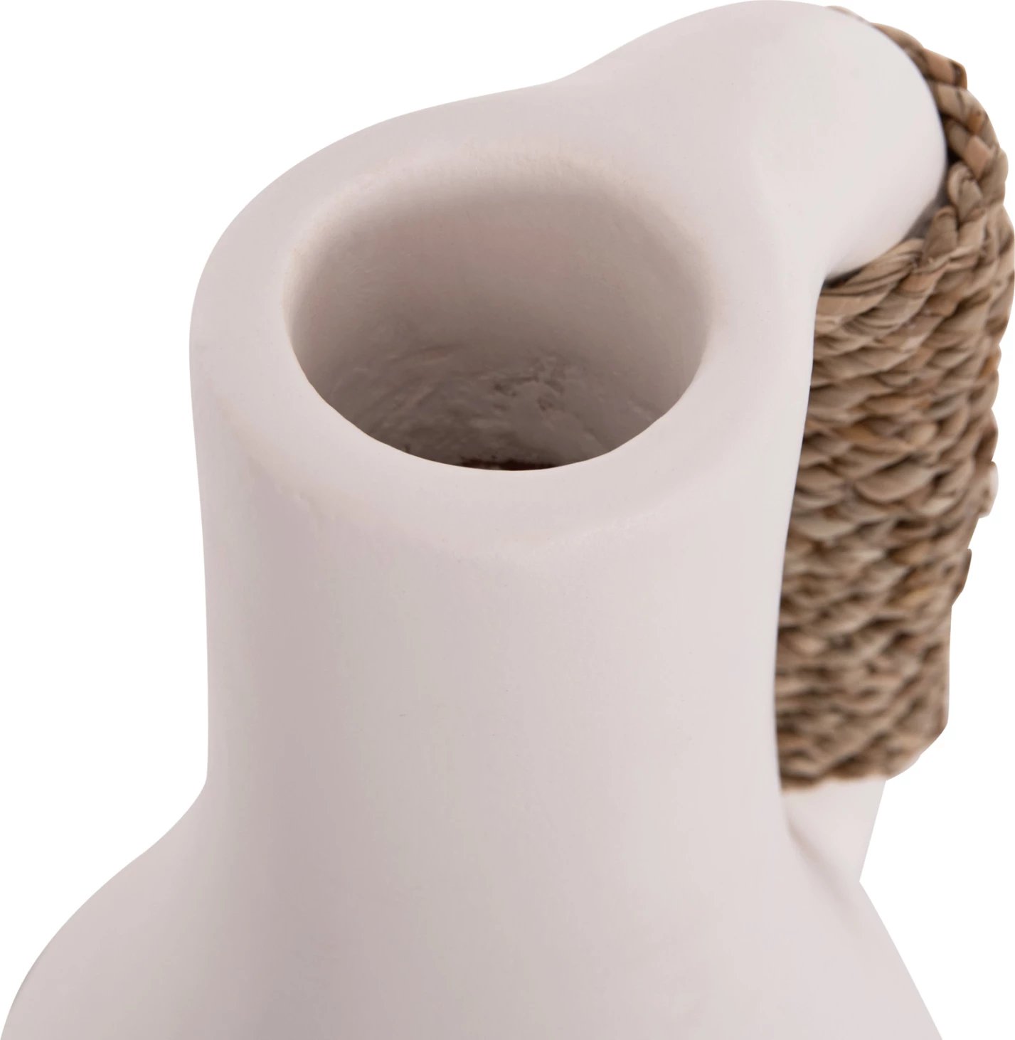 Vazo dekorative tavoline CAMMER, terrakotë e bardhë, dorezë me ratan, FH4687.02L, 18x39cm