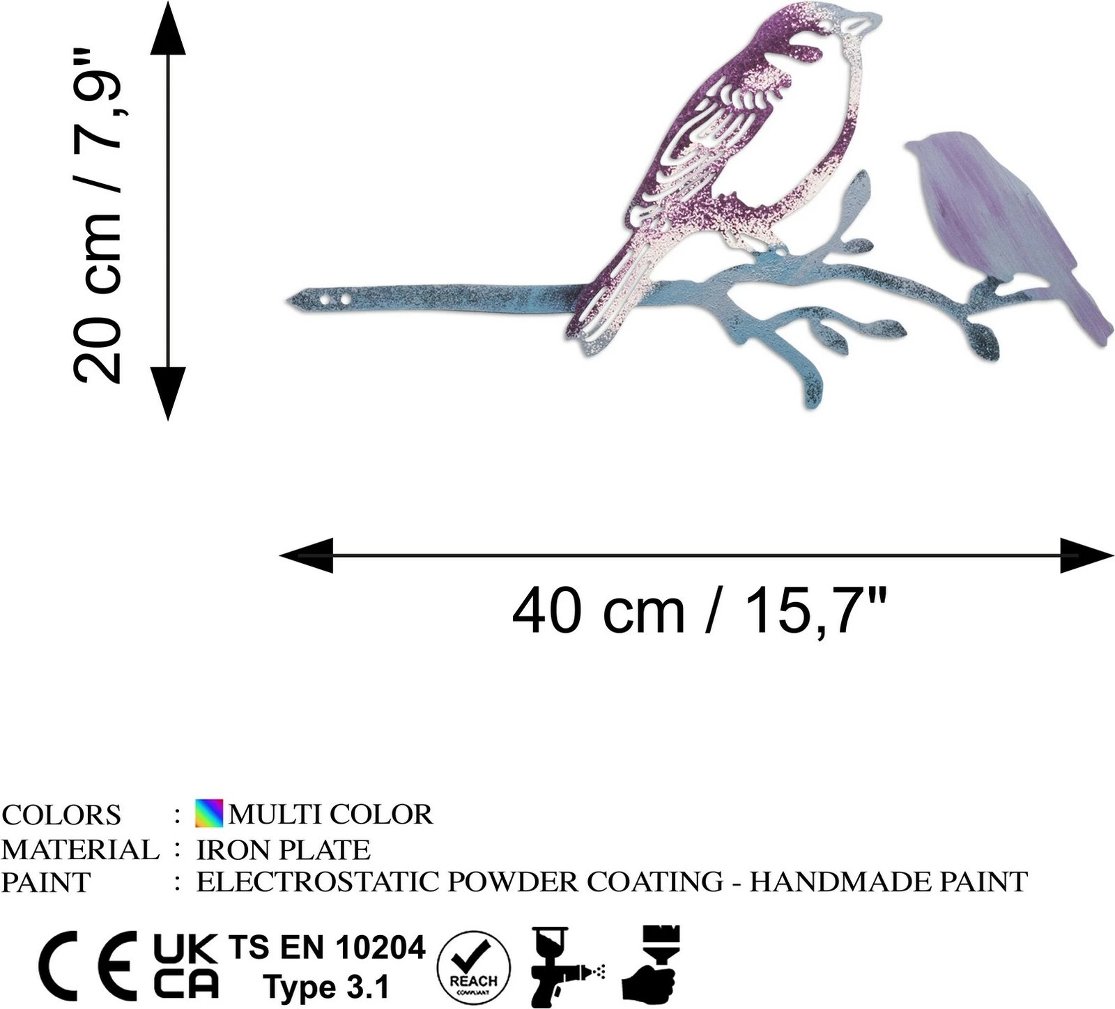 Objekt dekorativ për kopsht, Aberto Design, zog në degë, 22