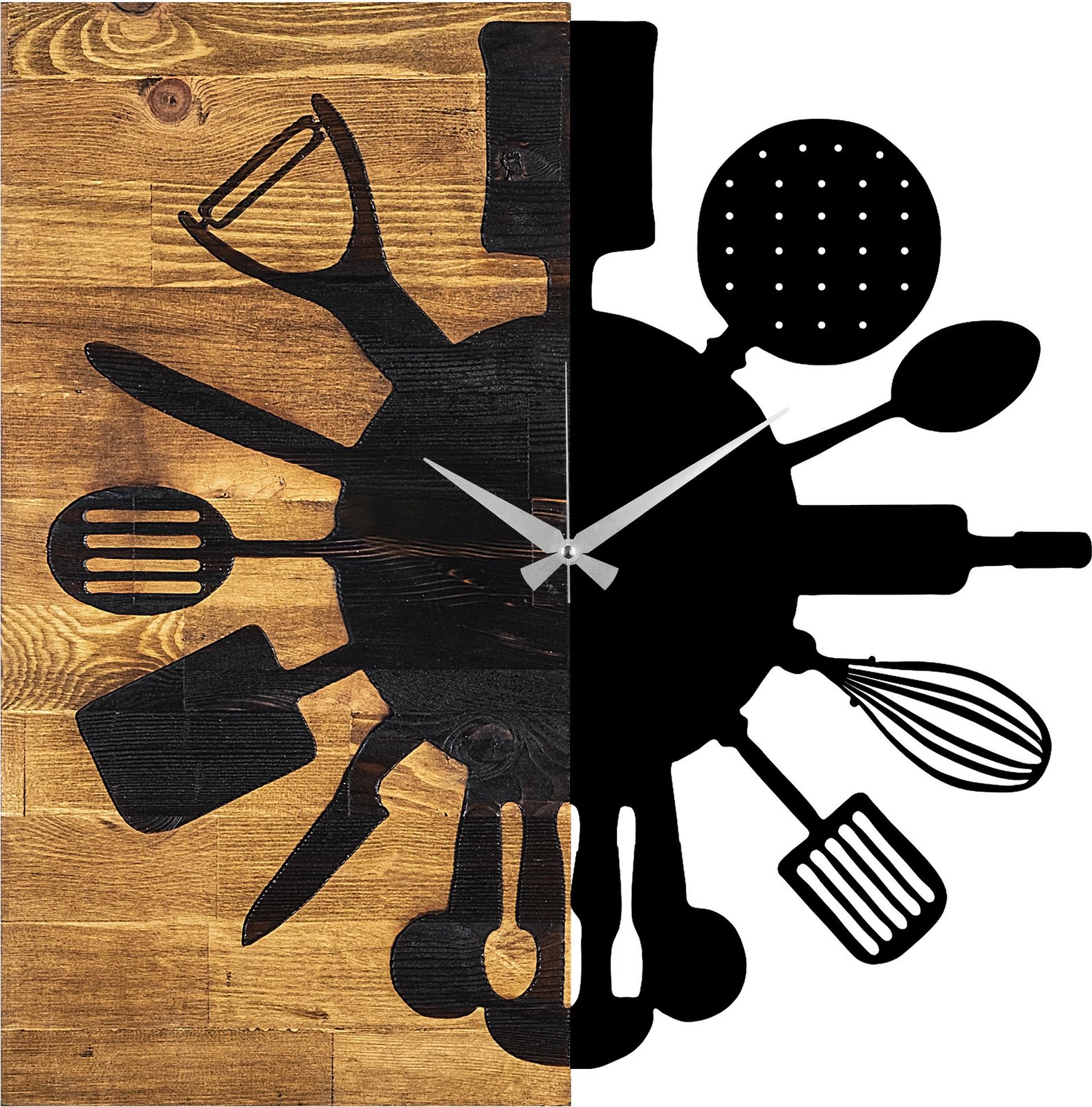 Orë muri dekorative prej druri Wallity, ngjyrë arre dhe e zezë, 60x3x58cm