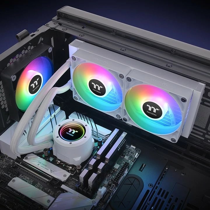 Komplet ftohës me lëng Thermaltake TH240 V2 ARGB, 24 cm, 57.05 cfm, i bardhë